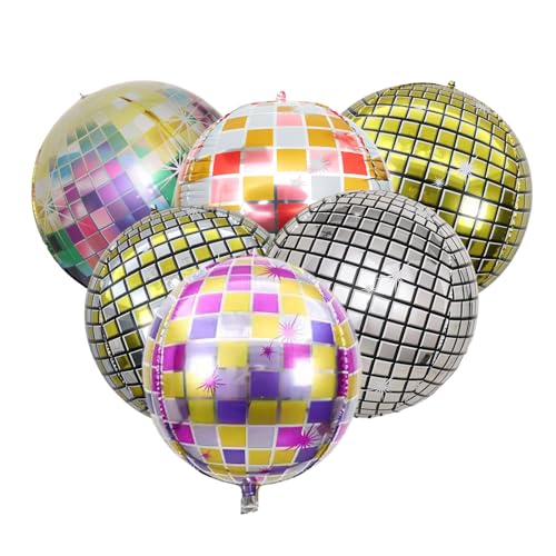 Disco Luftballon 12pcs 22 Zoll 4D Mehrfarbige Disco Folienballons 70er 80er Jahre Retro Disco Thema Party Geburtstag Party Mitvah Abschlussfeier Party Dekoration von Falafoty