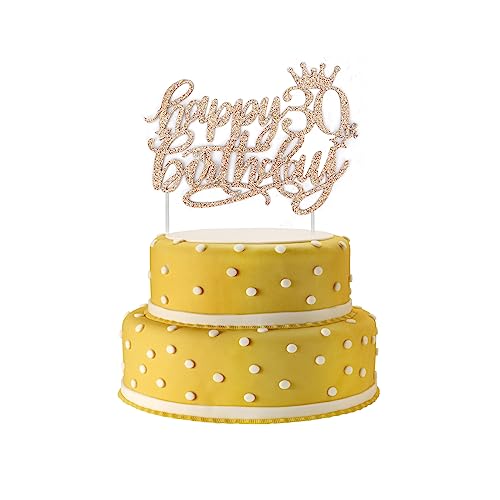 Happy Birthday Cake Topper Happy Birthday Tortendeko Roségold Torten Topper Geburtstag für Desserts Mädchen Junge Kinder Geburtstag Babyparty Jubiläen Dekoration (30 years) von Falafoty