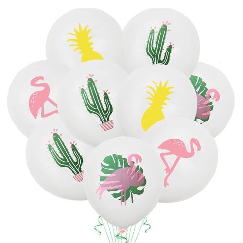 Hawaii Tropische Partyballons, 16PCS Ananas Flamingo Kaktus Bedruckte Latexballons Luau Aloha Dekoration, Sommer Strand Aloha Luftballons für Hawaii Luau Party Geburtstag Hochzeit Party Deko von Falafoty