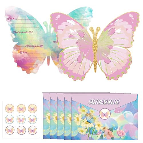 Party-Einladungskarten mit Schmetterlingsmotiv, Aquarell-Blumenstil, Partyzubehör mit Umschlägen für Mädchen, Jungen, Geburtstag, Babyparty, Einladungen zum Geburtstag, Geburtstag, 12 Stück (Farbe Party-Einladungskarten mit Schmetterlingsmotiv, Aquarell-Blumenstil, Partyzubehör mit Umschlägen für Mädchen, Jungen, Geburtstag, Babyparty, Einladungen zum Geburtstag, Geburtstag, 12 Stück (Farbe von Falafoty