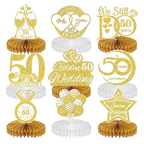 Tischdekoration für Goldene Hochzeitstag 9Pcs Gold Wabendekoration Partyartikel Tischdekoration für Happy Anniversary Dekorationen 50th Party Dekor für Goldene Hochzeitstag Romantische Dekorative Tischdekoration für Goldene Hochzeitstag 9Pcs Gold Wabendekoration Partyartikel Tischdekoration für Happy Anniversary Dekorationen 50th Party Dekor für Goldene Hochzeitstag Romantische Dekorative von Falafoty