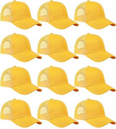 Falari Trucker-Hüte aus Netzstoff, 6 Paneele, für Damen und Herren, Gelb, 12 Stück Falari Trucker-Hüte aus Netzstoff, 6 Paneele, für Damen und Herren, Gelb, 12 Stück von Falari