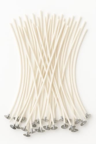 FALKENHORN® Kerzendochte 10cm – vorgewachst & mit Metallfuß – 50 Stück für DIY-Kerzenherstellung – geeignet für viele Wachsarten – ideal für Gläser, Gießformen & Dekokerzen von Falkenhorn