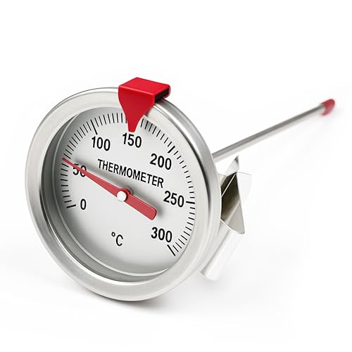 Falkenhorn® Wachsthermometer analog 0–300 °C – 23 cm Edelstahlfühler mit verstellbarem Clip & Zielpfeil – ideal für Kerzenherstellung, Sojawachs, Paraffin, DIY Wachs gießen & Seife schmelzen von Falkenhorn