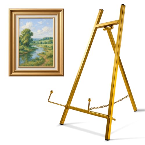 Falling in Art Metall-Staffelei, 41,9 cm, Tisch-Staffelei Ständer für Display, Stativ-Spiegelplatte, Ständer für Fotos, Bücher und Hochzeitsschilder, Gold von Falling in Art