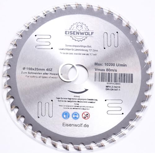 150 x 20-16 mm 40 Zähne Sägeblatt Kreissägeblatt für Holz von Falon-Tech