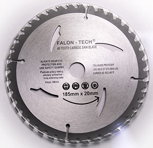 185x20 mm Sägeblatt Top Qualität Kreissägeblatt für Holz mit 40 TCT-Zähnen von Falon Tech