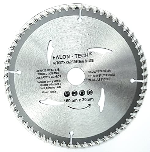 Falon Tech 160mm Sägeblatt Top Qualität Kreissägeblatt für Holz 160 x 20-16 mm 60 Zähne von Falon-Tech
