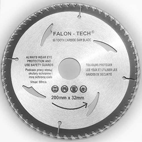 200mm Sägeblatt Top Qualität Kreissägeblatt für Holz 200 x 32-30 mm 60 Zähne von Falon Tech