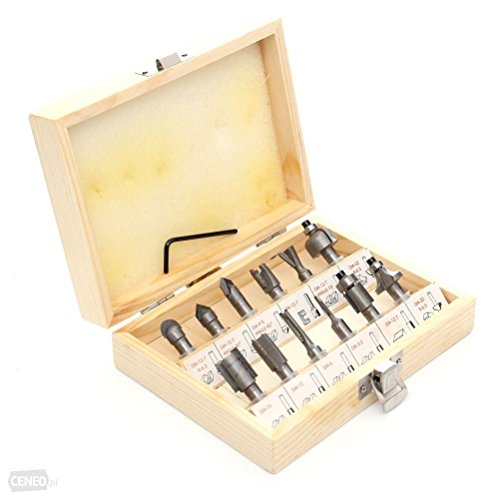 Falon Tech Oberfräsen Fräsen Set 12-Teilig im Holzkoffer Schaft Ø 8mm FT1212 von Falon-Tech