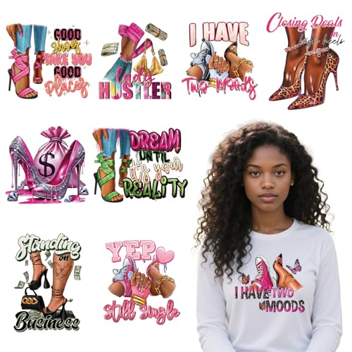 Falueqg Absätze zum Aufbügeln für T-Shirts – 9 große DTF-Transfers zum Drücken, High-Heels-Abziehbilder, modische Mädchen-Wärme-Sublimationsaufkleber für selbstgemachte Hoodies, Kleidung, Taschen Falueqg Absätze zum Aufbügeln für T-Shirts – 9 große DTF-Transfers zum Drücken, High-Heels-Abziehbilder, modische Mädchen-Wärme-Sublimationsaufkleber für selbstgemachte Hoodies, Kleidung, Taschen von Falueqg