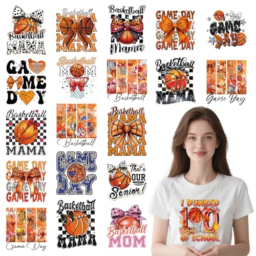 Falueqg DTF Transfers, fertig zum Drücken, Basketballschleifen, Bügelbild für T-Shirts, Basketball-Mama, zum Aufbügeln, für Sportspiele, Tag, Wärmetransfer-Aufkleber für DIY-Kleidung, Hoodies, Hüte Falueqg DTF Transfers, fertig zum Drücken, Basketballschleifen, Bügelbild für T-Shirts, Basketball-Mama, zum Aufbügeln, für Sportspiele, Tag, Wärmetransfer-Aufkleber für DIY-Kleidung, Hoodies, Hüte von Falueqg