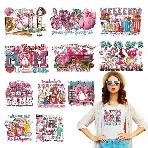 Falueqg DTF Transfers Ready to Press – 12 Stück Baseball-Bügelbilder für T-Shirts, rosa Baseball-Mam-Bügelaufkleber, Aufnäher, Sportliebhaber, Wärmeübertragung für selbstgemachte Kleidung, Taschen Falueqg DTF Transfers Ready to Press – 12 Stück Baseball-Bügelbilder für T-Shirts, rosa Baseball-Mam-Bügelaufkleber, Aufnäher, Sportliebhaber, Wärmeübertragung für selbstgemachte Kleidung, Taschen von Falueqg