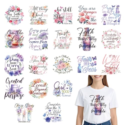 Falueqg Dtf Transfers Bügelbild, fertig zum Drücken, Aquarell-Bibelblumen, zum Aufbügeln, für T-Shirts, inspirierende Zitate, zum Aufbügeln, Blumenmotiv, Wärmetransfer für selbstgemachte Kleidung Falueqg Dtf Transfers Bügelbild, fertig zum Drücken, Aquarell-Bibelblumen, zum Aufbügeln, für T-Shirts, inspirierende Zitate, zum Aufbügeln, Blumenmotiv, Wärmetransfer für selbstgemachte Kleidung von Falueqg