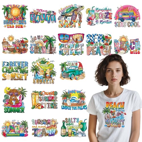 Falueqg Dtf Transfers Fertig zum Drücken, Sommer-Bügelbild für T-Shirts, Strand, Bügelbilder, Flicken, Retro-Sommerurlaub, Wärmetransfer-Aufkleber für DIY-Kleidung, Hoodies, Taschen, Kissen, 20 Stück Falueqg Dtf Transfers Fertig zum Drücken, Sommer-Bügelbild für T-Shirts, Strand, Bügelbilder, Flicken, Retro-Sommerurlaub, Wärmetransfer-Aufkleber für DIY-Kleidung, Hoodies, Taschen, Kissen, 20 Stück von Falueqg
