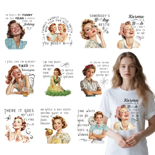 Falueqg Dtf Transfers Ready to Press – 10 Stück sarkastische Zitate zum Aufbügeln für T-Shirts, Vintage-Frauen, zum Aufbügeln, lustiger Spruch, Hitze, Vinyl-Aufkleber für Hoodies, Kleidung, Taschen Falueqg Dtf Transfers Ready to Press – 10 Stück sarkastische Zitate zum Aufbügeln für T-Shirts, Vintage-Frauen, zum Aufbügeln, lustiger Spruch, Hitze, Vinyl-Aufkleber für Hoodies, Kleidung, Taschen von Falueqg