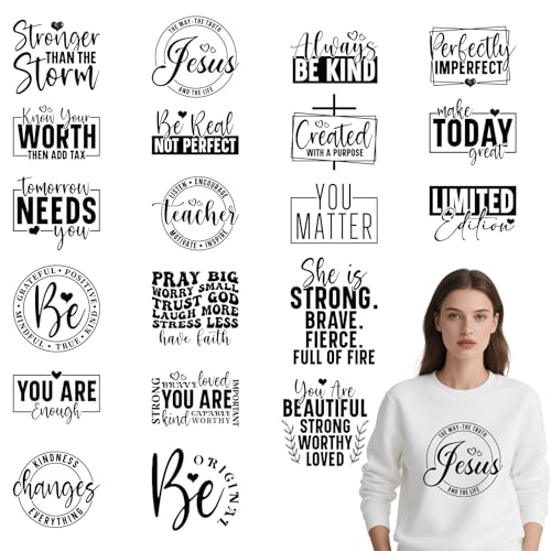 Falueqg Inspirierende Zitate zum Aufbügeln – 20 Stück DTF-Transfers zum Drücken, motivierende Sprüche, zum Aufbügeln, positive Wärmeübertragungsaufkleber für selbstgemachte T-Shirts, Kleidung, Hoodies Falueqg Inspirierende Zitate zum Aufbügeln – 20 Stück DTF-Transfers zum Drücken, motivierende Sprüche, zum Aufbügeln, positive Wärmeübertragungsaufkleber für selbstgemachte T-Shirts, Kleidung, Hoodies von Falueqg