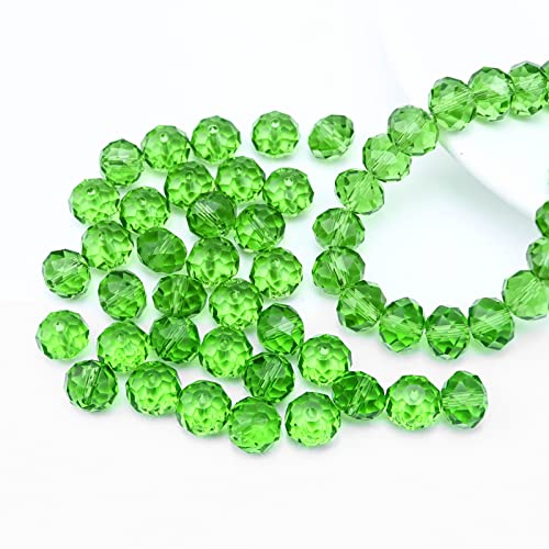 FAMLEAF 8 mm 275 Stück Kristallglasperlen, facettierte Rondelle-Kristall-Perlen, Glasperlen für Schmuckherstellung, perfekt für die Herstellung von Armbändern, Weihnachtsschmuck (grün) von Famleaf
