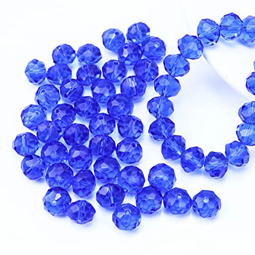 FAMLEAF 8 mm 275 Stück Kristallglasperlen, facettierte Rondelle-Kristallperlen, Glasperlen für Schmuckherstellung, perfekt für die Herstellung von Armbändern, Weihnachtsschmuck (blau) von Famleaf