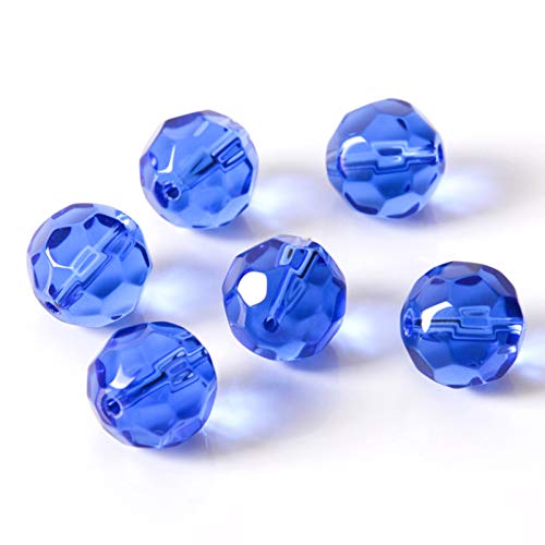 FAMLEAF Glasperlen, 10 mm, 70 Stück, runde Glasperlen, facettierte Glaskristall-Perlen, Glasperlen für Schmuckherstellung (blau) von Famleaf