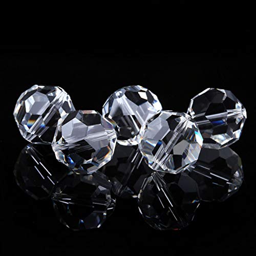 FAMLEAF Glasperlen, 10 mm, 70 Stück, runde Glasperlen, facettierte Glaskristall-Perlen, Glasperlen für Schmuckherstellung (transparent) von Famleaf
