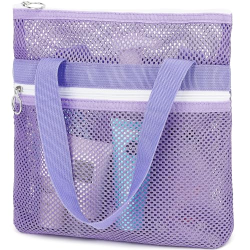 Fammart Dusch-Caddy aus Netzstoff, tragbar mit Reißverschluss und 2 Taschen, schnell trocknend, Dusch-Caddy zum Aufhängen für Reisen, Fitnessstudio, Camping, Strand, Organizer-Tasche von Fammart