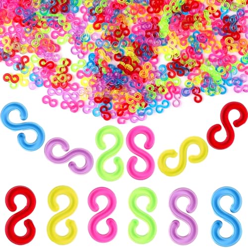 1500 Stück Gummiband-S-Clips, mehrfarbig, Loom-Band-Clips, Kunststoff-Band-Clips, Verbindungsstücke, Nachfüllpackungen für Webstuhl-Armbänder, Bastelarbeiten, Nachfüllset 1500 Stück Gummiband-S-Clips, mehrfarbig, Loom-Band-Clips, Kunststoff-Band-Clips, Verbindungsstücke, Nachfüllpackungen für Webstuhl-Armbänder, Bastelarbeiten, Nachfüllset von Fampery