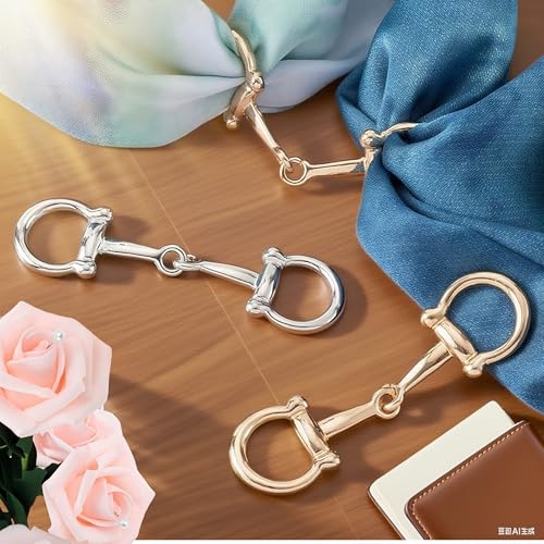 2 Stück Horsebit-Schal-Schnallenringe – elegante Metall-Seiden-Ring-Clips für Damen, einfache und stilvolle klobige Kettenschnalle, Verschluss für Schals und Hemden, Damenmode, Seide und Gold 2 Stück Horsebit-Schal-Schnallenringe – elegante Metall-Seiden-Ring-Clips für Damen, einfache und stilvolle klobige Kettenschnalle, Verschluss für Schals und Hemden, Damenmode, Seide und Gold von Fampery