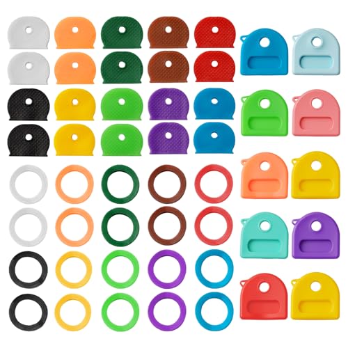 50 Stück Schlüsselkappenabdeckungen aus Silikon, bunte Schlüsselmarkierungen, Kennzeichnungen, Schutzfolien – verschiedene Farben, Schlüsselkappen Codierungsringe für Haus, Büro, Etiketten, Etiketten 50 Stück Schlüsselkappenabdeckungen aus Silikon, bunte Schlüsselmarkierungen, Kennzeichnungen, Schutzfolien – verschiedene Farben, Schlüsselkappen Codierungsringe für Haus, Büro, Etiketten, Etiketten von Fampery