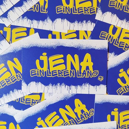 Fan-Kultur Xperience 100x Jena Sticker/Aufkleber 'Ein Leben lang'/ Fußball Fanartikel/PVC/ 8,5x5,5 cm/wetterfest von Fan-Kultur Xperience