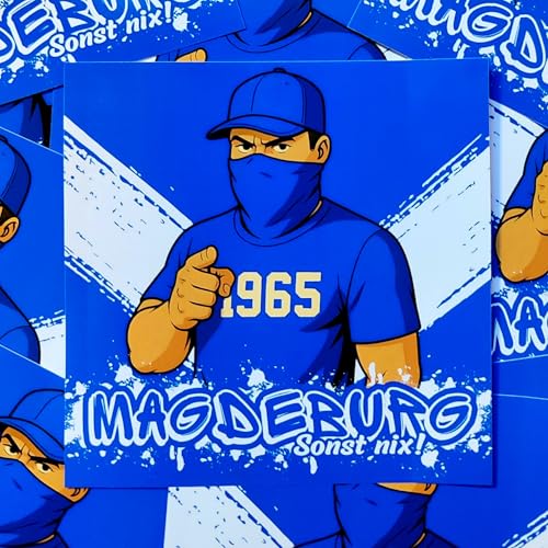 Fan-Kultur Xperience 100x Magdeburg Sticker/Aufkleber 'Sonst nix!'/ Fußball Fanartikel/ 10,5x10,5 cm/PVC/wetterfest von Fan-Kultur Xperience