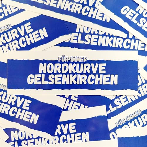 Fan-Kultur Xperience 100x Schalke Sticker/Aufkleber 'Nordkurve Gelsenkirchen'/ Fußball Fanartikel/ 14,8x5,0 cm/PVC/wetterfest von Fan-Kultur Xperience