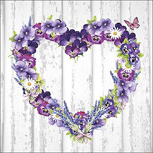 Servietten 20er Set - TISSUE mit Motiv - Blumenherz - 33701 Gr. ca. 33x33cm von Fan-O-Menal