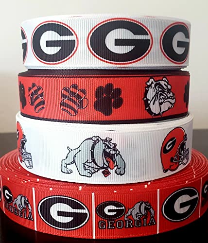 Ripsband, 2,2 cm, 4 m, gemischt, Georgia Bulldoggen, bedruckt für Haarschleifen, Bastelarbeiten, Geschenke und mehr von Fan shops USA
