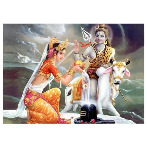 Diamond Painting,Diamant Painting Bilder, Shiva Parvati Ganesha 5D Diamant Painting Kit,DIY Kreuzstich Malerei Kits Voller Strass Stickerei Diamant Malerei Kunsthandwerk Wand Décor 90x130cm von FanSee