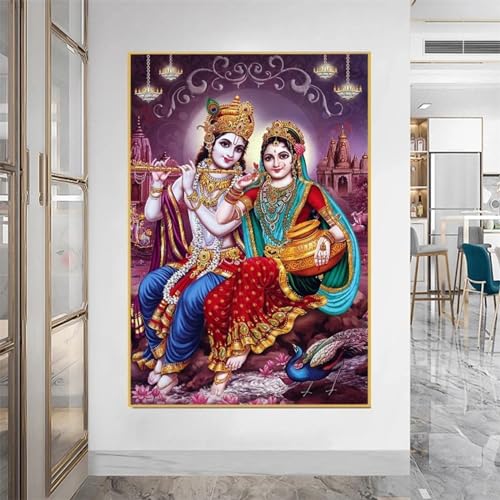 FanSee Diamond Painting,Diamant Painting Bilder, Religion Lord Radha Krishna 5D Diamant Painting Kit,DIY Diamant Malerei Kits Voller Strass Stickerei Diamant Malerei Kunsthandwerk Wand Décor 30x40cm von FanSee