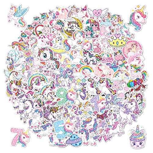 100 Stück Glänzende Einhorn Aufkleber, Strahlende Süße Aufkleber für Teenager, Mädchen, Kinder | Perfekt für Wasserflaschen, Laptops, Telefone, Scrapbooking, Reise Vinyl Aufkleber von Fancico
