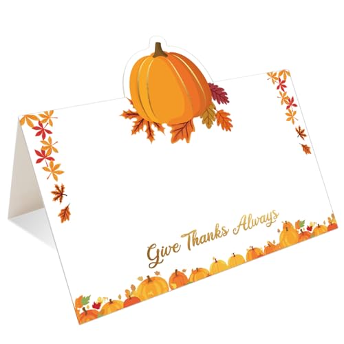 Fancy Land Herbst-Kürbis-Tischkarten, Goldfolie, Herbstzeltkarten für Thanksgiving, Abendessen, Hochzeit, Geburtstag, Party, Tischdekoration, 25 Stück Fancy Land Herbst-Kürbis-Tischkarten, Goldfolie, Herbstzeltkarten für Thanksgiving, Abendessen, Hochzeit, Geburtstag, Party, Tischdekoration, 25 Stück von Fancy Land