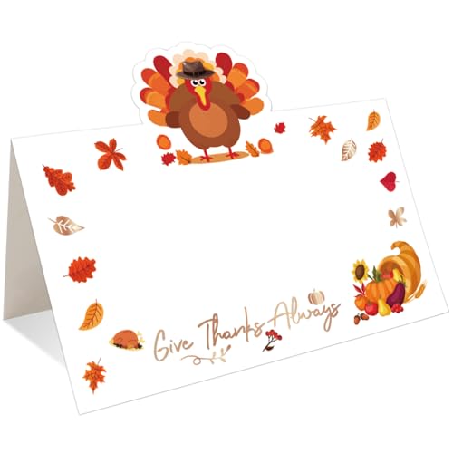 Fancy Land Tischkarten für Thanksgiving, Türkei, rotgoldene Folie, Herbstzeltkarten für Herbst, Abendessen, Hochzeit, Geburtstag, Party, Tischdekoration, 25 Stück Fancy Land Tischkarten für Thanksgiving, Türkei, rotgoldene Folie, Herbstzeltkarten für Herbst, Abendessen, Hochzeit, Geburtstag, Party, Tischdekoration, 25 Stück von Fancy Land