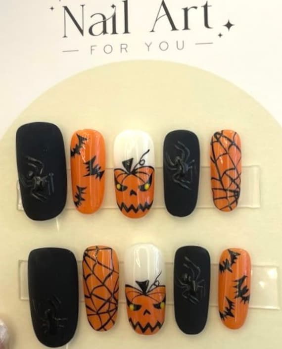 Halloween Press On Nails, Mix & Match Pumpkin Scary N19 von FancyNailsVN