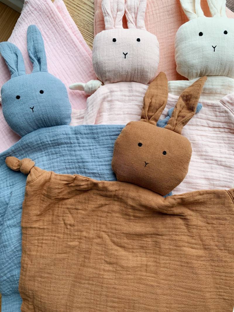 Schmusetuch, Schnuffeltuch Aus Bio Musselinstoff, Kuscheltuch, Hase, Kuschelhase, Beschwichtigen Handtuch, Geschenkideen, Newborn Geschenk von FancylittlethingsDE