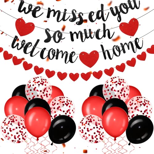 Red Welcome Home Decorations We Missed You So Much Banner Glitter Garland and Balloons Family Housewarming Party Supplies Military Army Welcome Back Party Decor Red Welcome Home Decorations We Missed You So Much Banner Glitter Garland and Balloons Family Housewarming Party Supplies Military Army Welcome Back Party Decor von Fanfanwin