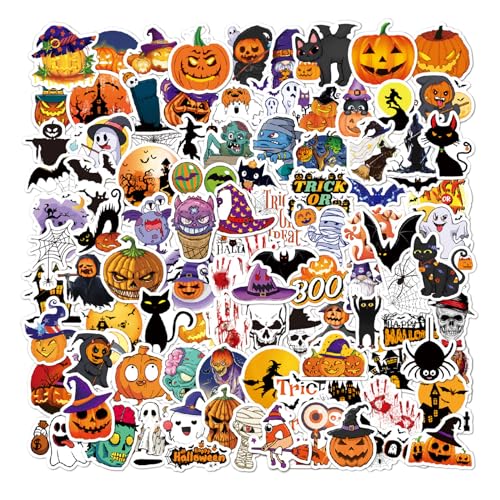 100 Stück Halloween Sticker, Aufkleber Wasserdicht Vinyl Halloween Aufkleber, Halloween Kürbis Aufkleber Kinder, für Geschenk Gitarren Skateboard Fahrrad Deko 100 Stück Halloween Sticker, Aufkleber Wasserdicht Vinyl Halloween Aufkleber, Halloween Kürbis Aufkleber Kinder, für Geschenk Gitarren Skateboard Fahrrad Deko von FangBoJie
