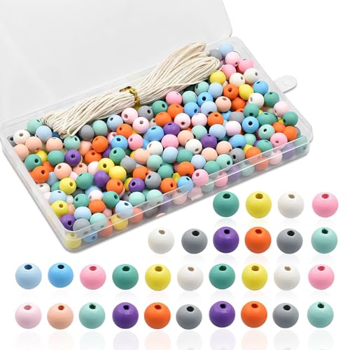 300 Stück Holzperlen Bunt zum auffädeln, Bunte Holzperlen mit 3 mm Fädelloch, Holzkugeln Pastel, Holzperlen Groß 10 mm Holzkugeln mit Loch Holzperlen Kinder für DIY Schmuck Herstellung (10mm Matte) 300 Stück Holzperlen Bunt zum auffädeln, Bunte Holzperlen mit 3 mm Fädelloch, Holzkugeln Pastel, Holzperlen Groß 10 mm Holzkugeln mit Loch Holzperlen Kinder für DIY Schmuck Herstellung (10mm Matte) von FangBoJie