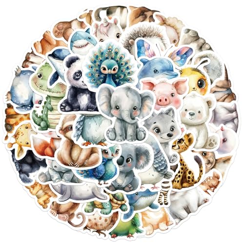 50 Stück Tiere Sticker Sets, Kinder Aquarell NiedlichesVinyl Stickers, mit Niedlichen Aquarellen Tiere Motiven - Wasserfeste Aufkleber für Laptop Telefon Scrapbook Wasserflasche Fotoalben DIY 50 Stück Tiere Sticker Sets, Kinder Aquarell NiedlichesVinyl Stickers, mit Niedlichen Aquarellen Tiere Motiven - Wasserfeste Aufkleber für Laptop Telefon Scrapbook Wasserflasche Fotoalben DIY von FangBoJie