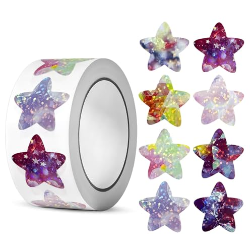 500 Stück Sterne Sticker, Stern Aufkleber Sterne, Glitzer Belohnung Sternaufkleber für Kinder Selbstklebend Etiketten für DIY Basteln Scrapbooking Dekoration Heimwerker Schule Schüler (Lila) von FangBoJie
