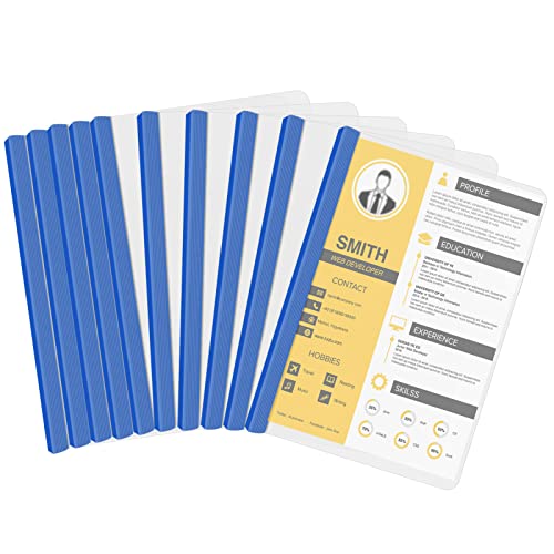 10 STK Sliding Bar Bindern, Folienordner A4, Transparente Schiebe Ordner Kunststoff mit Schiebeleiste für Office File Dokumente Organizer. Halten Sie bis zu 40 Blatt Projekte (5 Farben) (Blau) von Fangehong