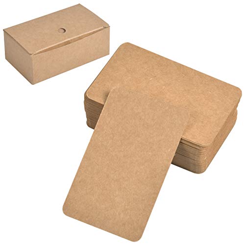 100 Stk Kraftpapier Karten, Blanko Papier Karten Wortkarte, Leere Visitenkarten Karteikarten, Mitteilungskarte DIY Papier Karten Kärtchen für Nachricht Geschenk (Braun) von Fangehong