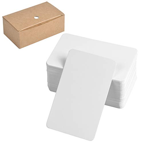 100 Stk Kraftpapier Karten, Blanko Papier Karten Wortkarte, Leere Visitenkarten Karteikarten, Mitteilungskarte DIY Papier Karten Kärtchen für Nachricht Geschenk (Weiß) von Fangehong