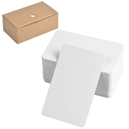 Fangehong 100 Stk Kraftpapier Karten, Blanko Papier Karten Wortkarte, Leere Visitenkarten Karteikarten, Mitteilungskarte DIY Papier Karten Kärtchen für Nachricht Geschenk (Weiß) von Fangehong